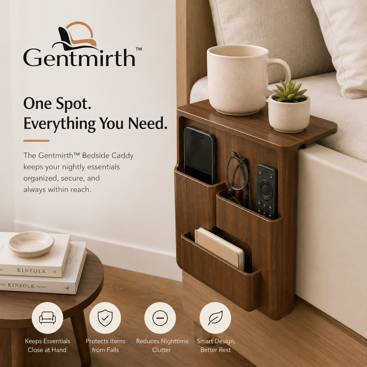 Gentmirth™ NightEdge Bedside Command Caddy