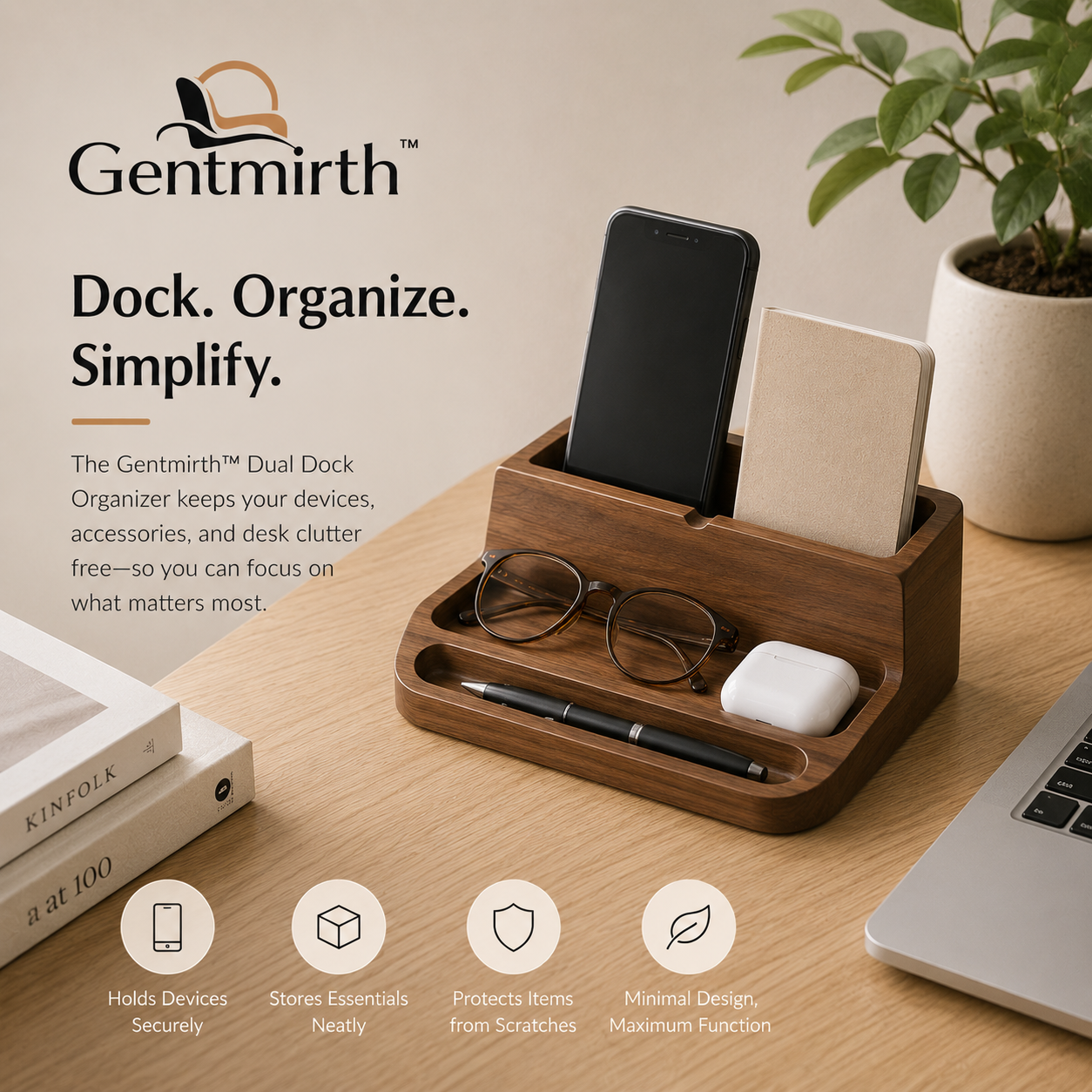 Gentmirth™ DeskHarbor Prime – Modular Device & Essentials Dock